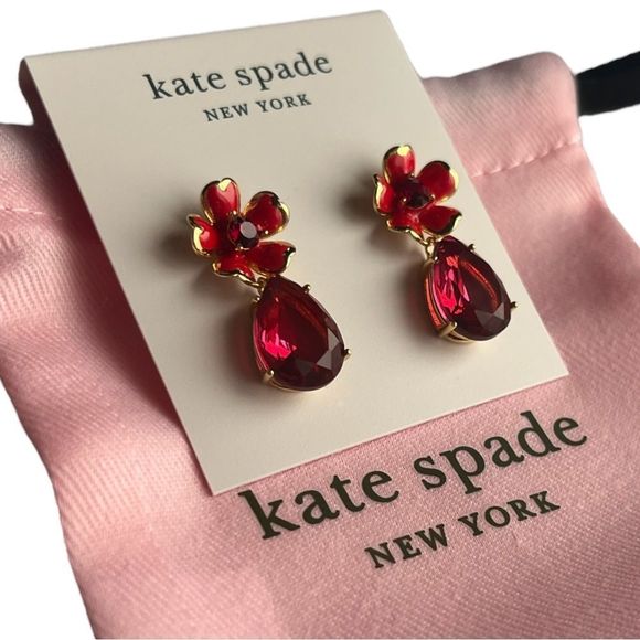 ⭐️Host Pick⭐️ 🆕 Kate Spade: Blushing Blooms Flower Drop Earrings With Dust Bag - Picture 1 of 11